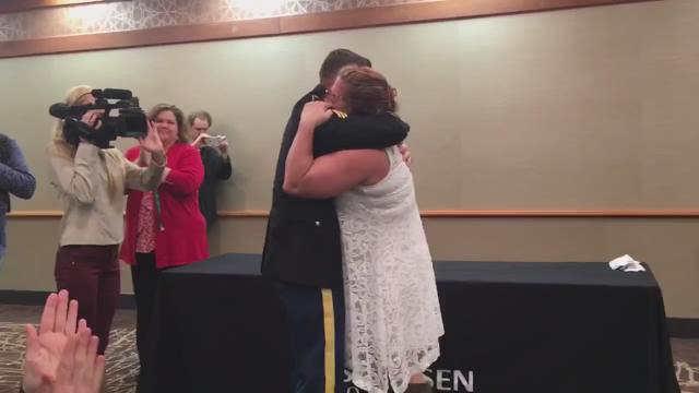 Deployed Soldier Surprises Mom At Her Graduation